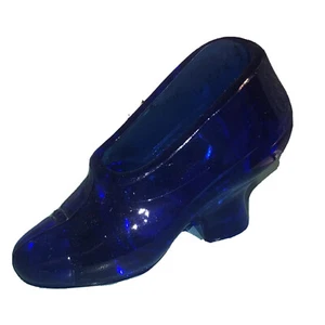 c Schöne Vintage Kobaltblau Glas Slipper Schuh Figur #5 - Bild 1 von 10