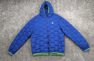 Chaqueta de plumón Psycho Bunny azul acolchado Bampton sin costuras para hombre mediana con capucha - Imagen 1 de 11