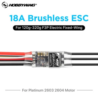 HOBBYWING Platinum 18A Brushless ESC 18A V5 F3P ESC For 120g-320g F3P Fixed-wing - Image 1 of 4