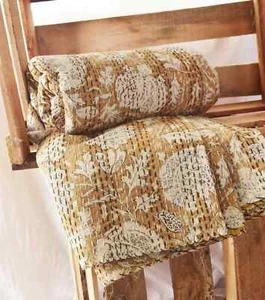 Twin Kantha Quilt Bedspread Bedding Blanket Doona Duvet Pure Cotton Quilt - Picture 1 of 3