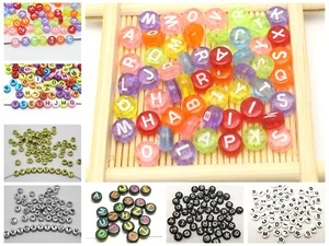 250 Assorted Acrylic Alphabet Letter Coin Beads 4X7mm Jewelry Craft Funny Beads - Picture 1 of 28