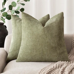 Pack of 2 Soft Textured Chenille Throw Decorative Pillow Covers Square Accent So - Picture 1 of 12