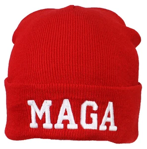 Best Winter Hats Adult Embroidered MAGA Donald Trump Tight Knit Beanie - Picture 1 of 23