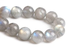10-11MM Genuine Natural Light Gray Labradorite Grade AAA Round Loose Beads 7.5" - Picture 1 of 3