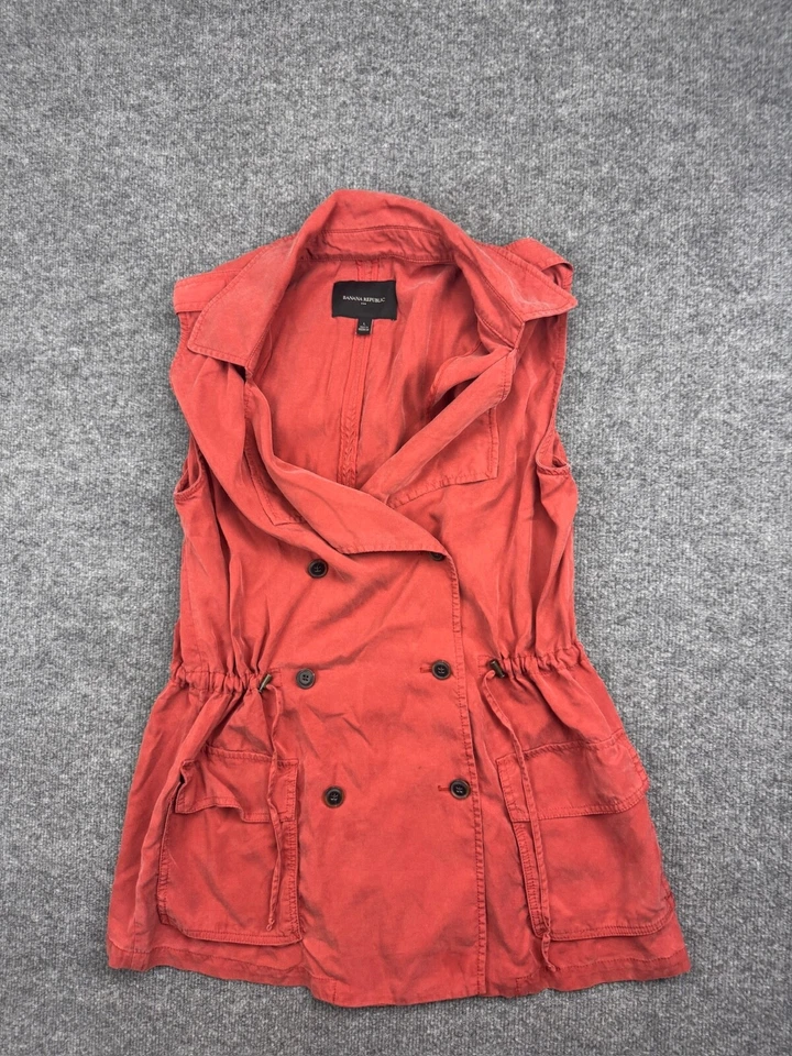 Colete Feminino Banana Republic Botão Grande Salmão Drapeado Safari Peito Duplo - Imagem 1 de 4