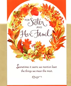 Happy Thanksgiving Sister Family Nature Outdoors Wreath Hallmark Greeting Card - Picture 1 of 3