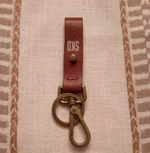 Porte-clés porte-clés Madewell le cuir laiton marron paraphé - Photo 1/6