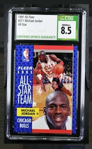 1991-92 Fleer All Star Michael Jordan Card #211 Graded CSG 8.5 NM/Mint+ - Bulls - Picture 1 of 2