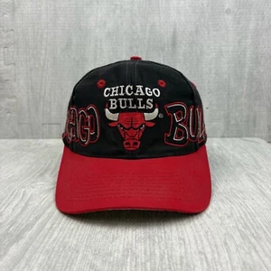 Vintage Chicago Bulls Graffiti Hat Cap Snapback Black Red Drew Pearson Twill Big - Picture 1 of 7