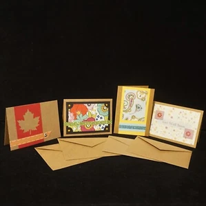 4 Kraft Get Well Soon Handmade Greeting Note Cards Mixed Pack - Picture 1 of 9