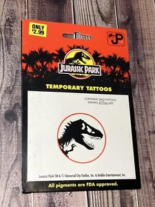 Neu aus altem Lagerbestand Jurassic Park temporäre Tattoos Neu in Verpackung Vintage Dinosaurier Logo - Bild 1 von 3