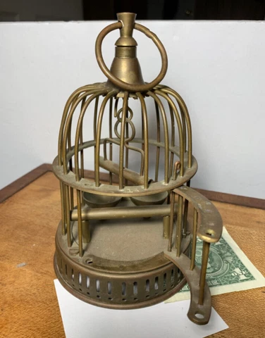 Vintage Brass Bird Cage Swing Door Tabletop or Hanging India 7 1/2" Cover