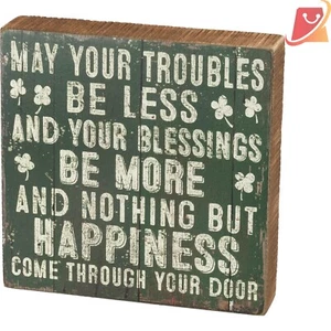 Box Sign Wood 8x8 Inspirational Green White Sturdy Home Decor Wall Mount - Picture 1 of 2
