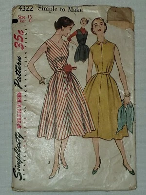 Vintage Simplicity Pattern 4322 13/31 Maternity 1 Piece Dress Factory Folds - Image 1 of 2