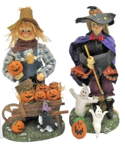 Halloween Vogelscheuche und Hexe 13" Stoff Mache Figuren-Neu im Karton - Bild 1 von 7