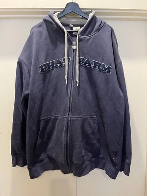 Sudadera con Capucha Y2K Phat Farm 2XL/3XL Cremallera Completa Azul Marino Desteñida Foto 1 de 4