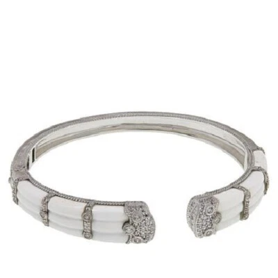 Brazalete HSN Judith Ripka Tallado Blanco Ágata y Circonita Cúbica Bisagra Promedio Foto 1 de 4