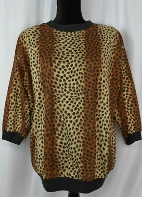 Blusa Pullover Teddi Para Mujer Manga 3/4 Pullover Talla XL Estampado Leopardo Informal  Foto 1 de 4