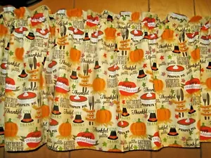 Handmade Thanksgiving Orange Black Yellow Pumpkin Window Curtain Valance - Picture 1 of 6