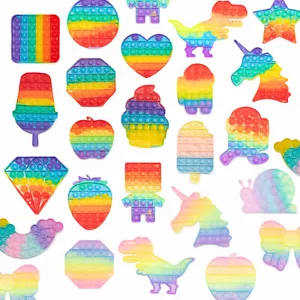 Rainbow glitzer pastello push it pop fidget giocattolo anti stress gioco vacanze - Foto 1 di 27
