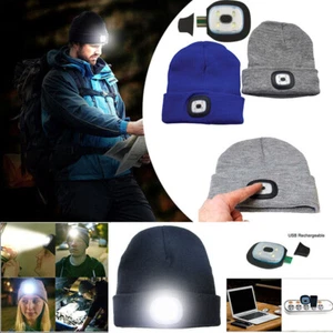 LED Beanie Mütze USB wiederaufladbare Batterie 5 Stunden leistungsstarke Stirnlampe UK - Bild 1 von 15