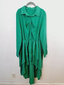 Markenlos Neu ohne Etikett Damen grün Knopfleiste High-Low Kleid in Größe 2XL - Bild 1 von 4
