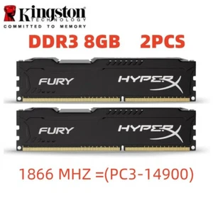 KINGSTON HyperX FURY DDR3 16GB 2x 8GB 1866 MHz PC3-14900 Desktop RAM Memory DIMM - Picture 1 of 8