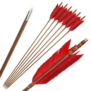 33" Bamboo Arrows 4'' Turkey Feathers Archery Longbow Recurve Bow Hunting Target - Picture 1 of 36