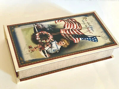CAJA DE LIBROS DECORATIVOS AMERICANA 4 DE JULIO. "TIERRA DE LOS LIBRES" HERMOSA! Foto 1 de 4