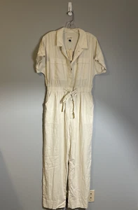 Universal Thread Damen Kurzarm Leinen Boilersuit Freizeit Overall, Elfenbein 10 - Bild 1 von 18