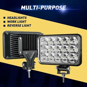 Pair 4X6'' LED Headlight Spot Lamp Work Driving Fog Lights + Mounting Brackets - Picture 1 of 11