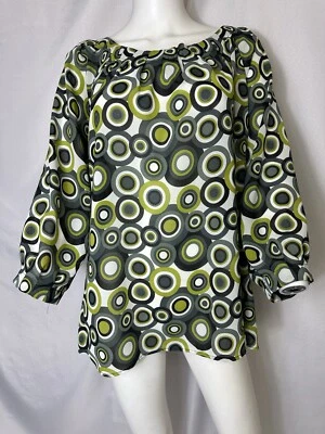 NINETY BRAND 1X MULTICOLORED BLOUSE NWT CIRCLE PRINT 100% POLYESTER - Image 1 of 4