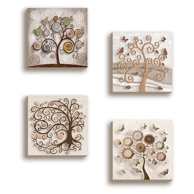 Lupia Set 4 Quadri Moderni su Carta telata Albero della Vita LANDSCAPES 16x16 cm - Immagine 1 di 4