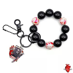 Horror Movie Ghost Stretch Bracelet Keychain, Alt Goth Accessory Gift - Picture 1 of 11