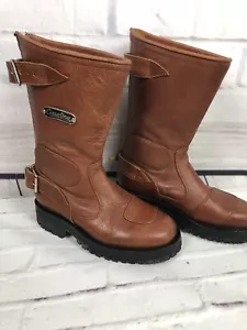 NEU Gasolina Damen hohe Octane handgefertigte braune Motorradstiefel Größe 5,5 D - Bild 1 von 11