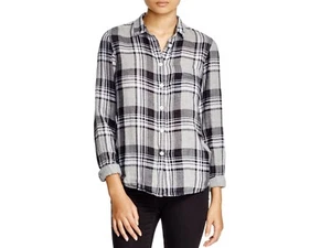 Aktuelles Elliott 0 XS Anthropologie grau Boy Plaid Boyfriend Button Down Hemd - Bild 1 von 5