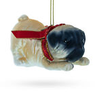 Pug Dog Glass Christmas Ornament