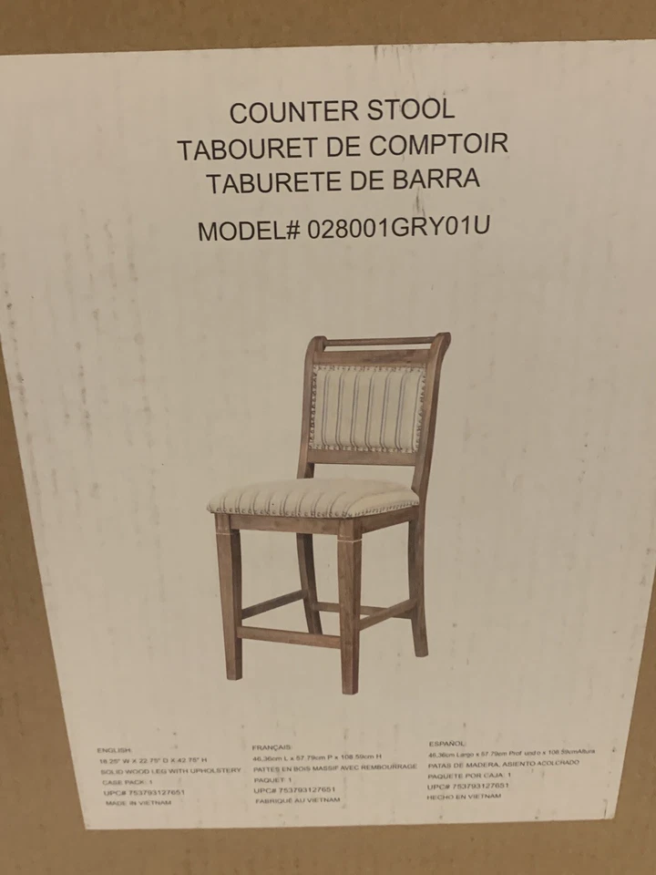 Linon Emmy 26" Counter Stool - Gray Wash - Image 1 of 4