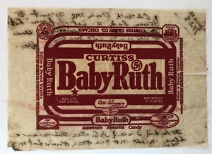 1929 Baby Ruth 5 Cent Candy Bar Wrapper with Memories Note - Picture 1 of 3