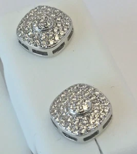 925 STERLINGSILBER Quadrat Mikropave CZ Ohrringe Größe 7 mm Iced - Bild 1 von 7