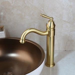 Batidora fregadero de lavabo de oro cepillado faceta de mango único/agujero grifos - Imagen 1 de 8