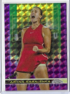 2024 Topps Chrome Tennis Aryna Sabalenka #21 viola rifrattore geometrico #7/15 - Foto 1 di 2