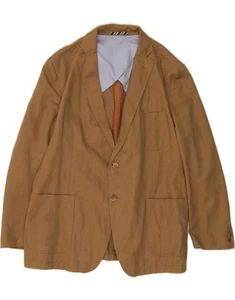 MARKS & SPENCER Mens Longline 2 Button Blazer Jacket UK 48 4XL Beige Linen BV08 - Picture 1 of 3