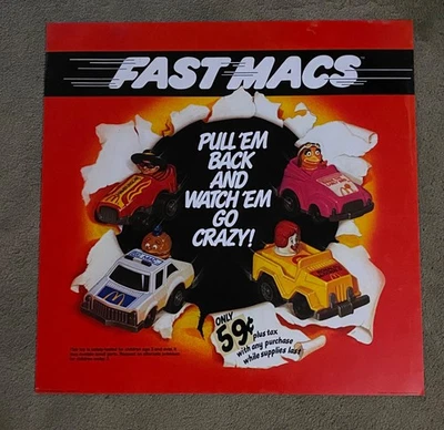 Vintage 1988 McDonald’s Fast Macs Translite  22 x 22” - Image 1 of 2