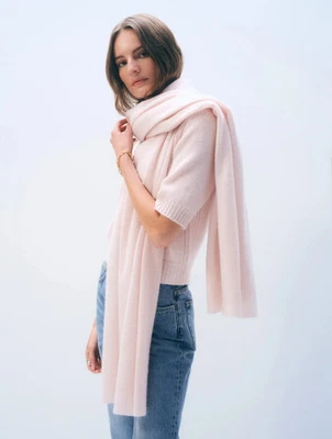 NWT White + Warren 100% Cashmere Travel Wrap Scarf Pink Sand 81'' x 36'' - Image 1 of 4