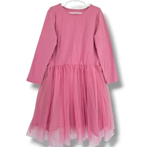 Primary Girls 10 Rose Pink Twirl Tutu Dress Long Sleeved Cotton - Picture 1 of 4