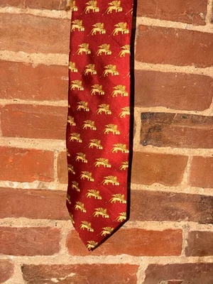 Corbata de Seda Venezia Oro Rojo Alado León Grifo Hecha en Italia Foto 1 de 4