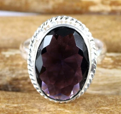 Anello 17,05 Ct Zaffiro Boysenberry Naturale 16 x 12 mm Pietra Preziosa... - Immagine 1 di 4