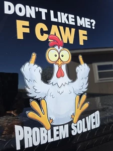 12 Inch F CAW F Funny Chicken Middle Finger UVDTF Waterproof DECAL Sticker White - Bild 1 von 7