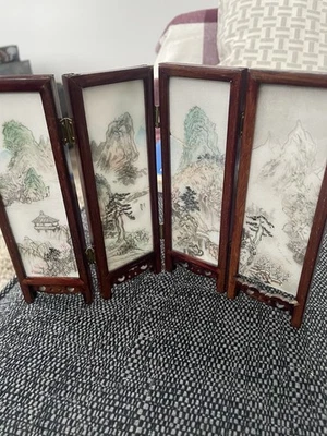 Chinesisches Thema Schreibtisch Teiler Holz & Fliesen - Bild 1 von 4